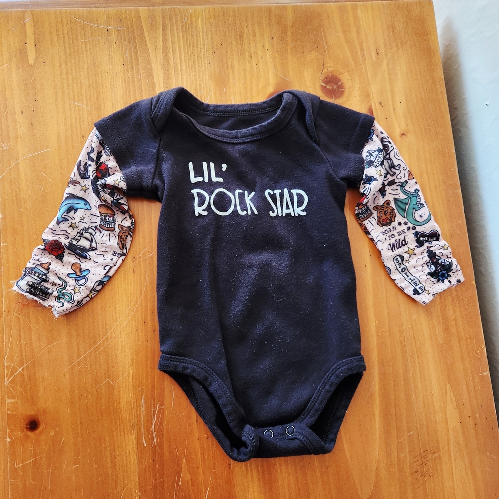 Lil' Rock Star 12-24m Tattoo Sleeve Onsie